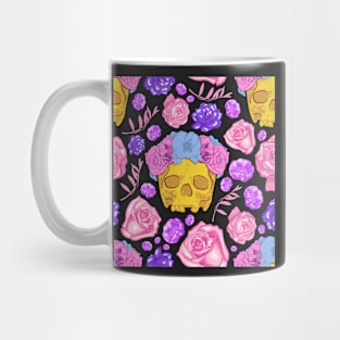 Cute Skull Print with Beautiful Flowers Mug